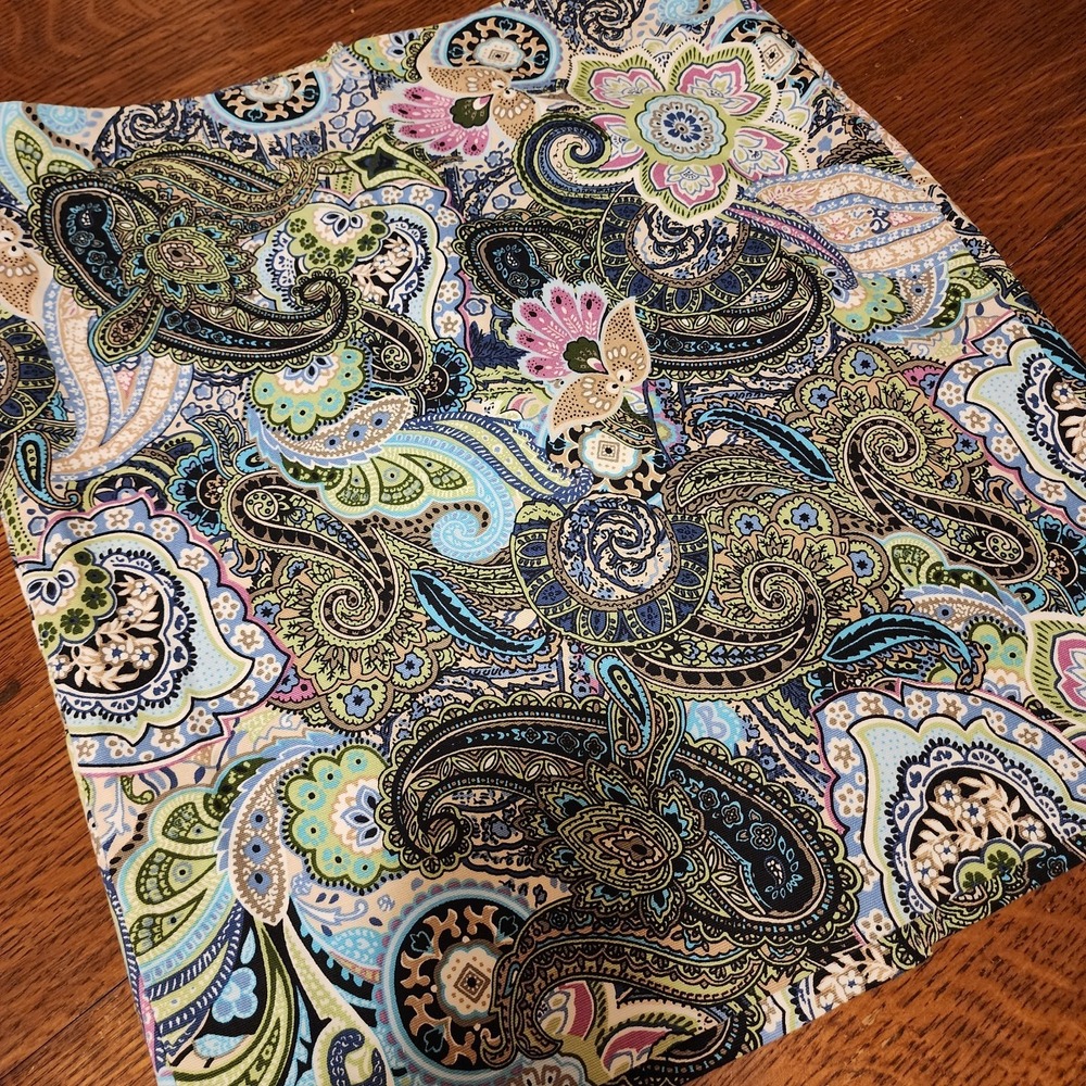 Talbots Skirt Womens Size 8 Blue Multi Paisley Floral Stretch Straight Elevated